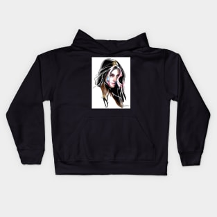 Portrait Girl Kids Hoodie